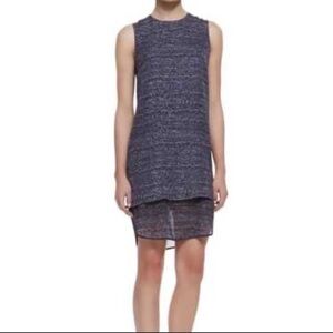 Theory silk printed tweed shift dress 12 $350 nwot formal fall casual designer